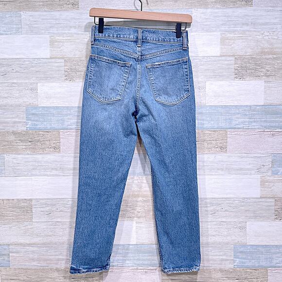 GAP High Rise Cheeky Straight Jeans Medium Indigo Button Fly Washwell Womens 24 - Picture 4 of 7